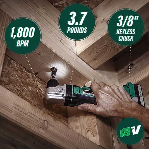 Metabo HPT DN18DSLQ4M 18V Lithium Ion 3/8 Inch Right Angle Drill (Tool Body Only)