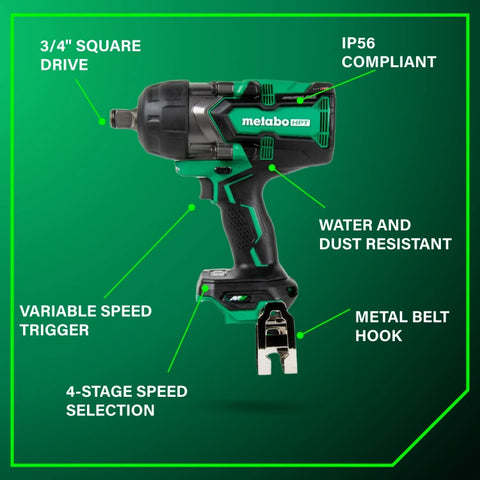 Metabo HPT WR36DFQ4M 36V MultiVolt Brushless Lithium-Ion 3/4 in. Cordless Impact Wrench