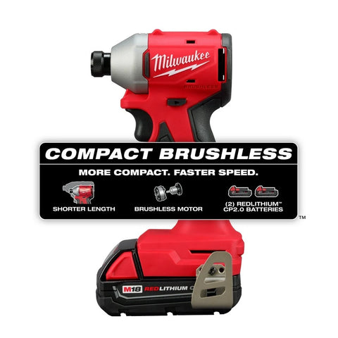 Milwaukee 3650-22CT M18™ Compact Brushless 1/4" Hex Impact Driver Kit