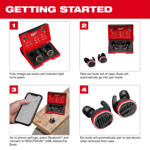Milwaukee 2191-21 REDLITHIUM™ USB Bluetooth® Jobsite Ear Buds