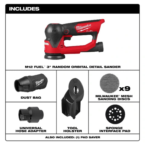 Milwaukee 2535-20 M12 FUEL™ 3" Random Orbital Detail Sander
