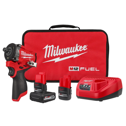Milwaukee 2563-22 M12 FUEL Stubby 1/2" Impact Wrench Kit