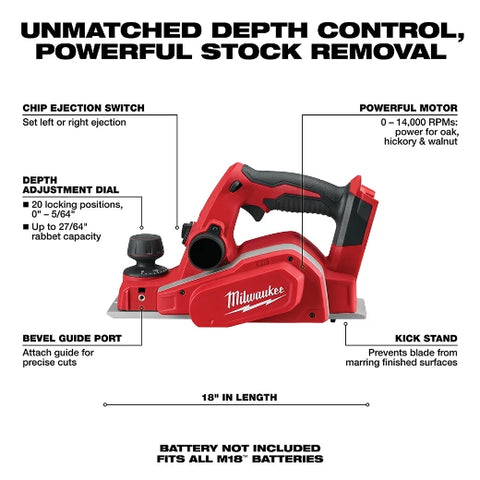 Milwaukee 2623-20 M18™ 3-1/4" Planer (Tool Only)
