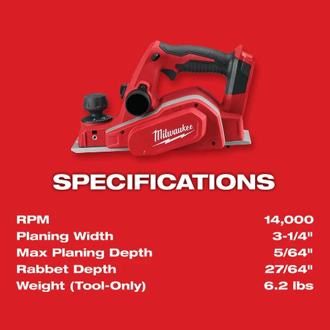 Milwaukee 2623-20 M18™ 3-1/4" Planer (Tool Only)