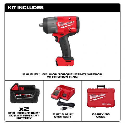 Milwaukee 2967-22 M18 FUEL™ 1/2" High Torque Impact wrench w/ Friction Ring Kit