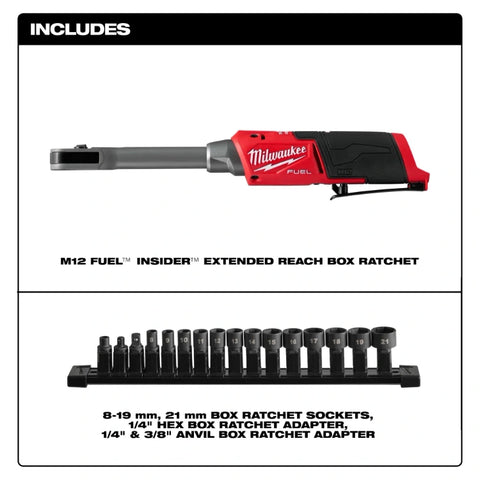 Milwaukee 3050-20 M12 FUEL™ INSIDER™ Extended Reach Box Ratchet
