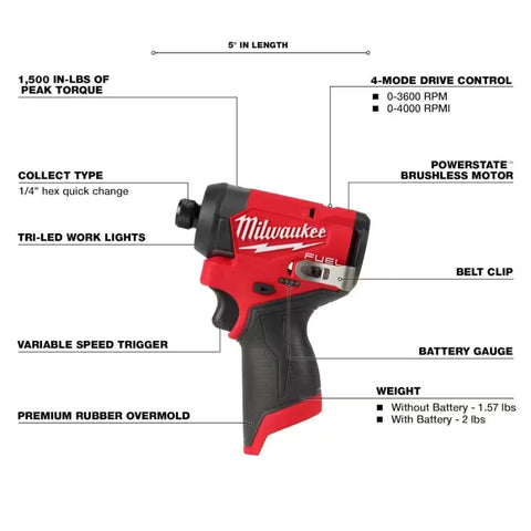 Milwaukee 3497-25 M12 Fuel ™ 5 Tools Combo Kit