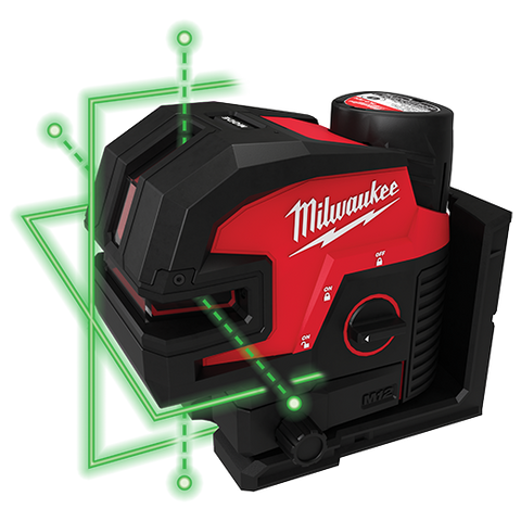 Milwaukee 3624-21 M12™ Green Laser – Cross Line & 4-Points Kit