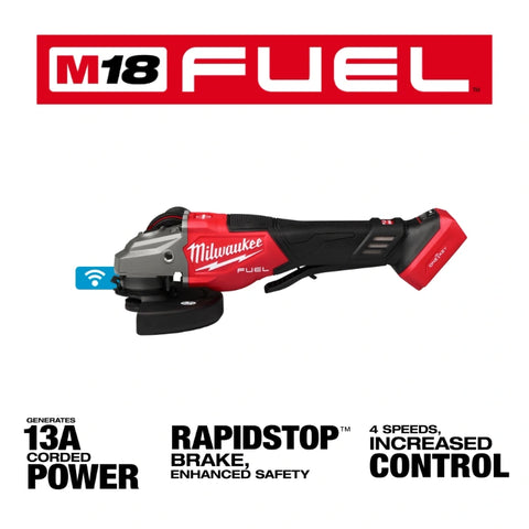 Milwaukee 3672-20 M18 FUEL™ 4-1/2"-6" Variable Speed Braking Grinder, Paddle Switch w/ ONE-KEY™