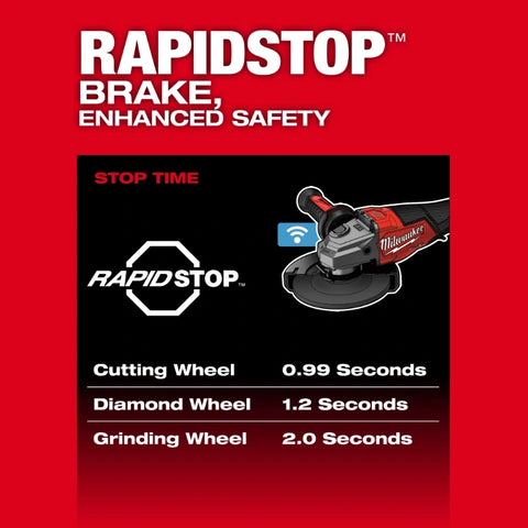 Milwaukee 3672-20 M18 FUEL™ 4-1/2"-6" Variable Speed Braking Grinder, Paddle Switch w/ ONE-KEY™