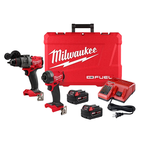 Milwaukee 3697-22 M18 FUEL™ 2-Tool Combo Kit - Hammer Drill and Impact Driver With 2 Batteries and Charger