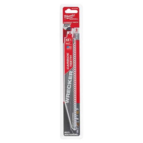 Milwaukee 48-00-5542 9" 6 TPI THE WRECKER™ with Carbide Teeth SAWZALL® Blade 5 PK