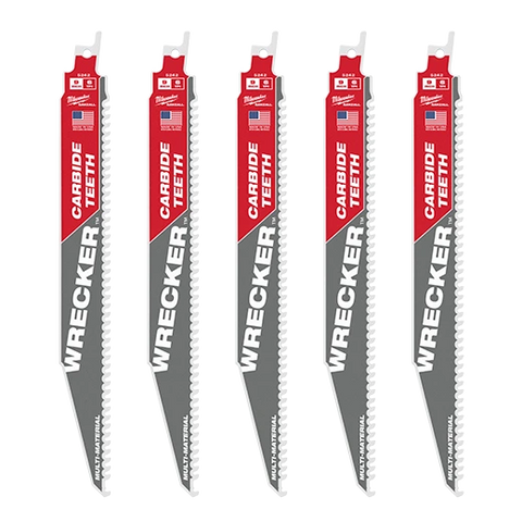 Milwaukee 48-00-5542 9" 6 TPI THE WRECKER™ with Carbide Teeth SAWZALL® Blade 5 PK
