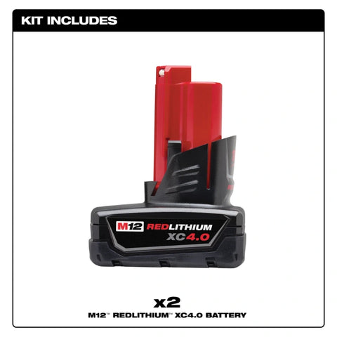 Milwaukee 48-11-2442 M12 XC4.0 Battery - 2 Pack