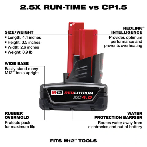 Milwaukee 48-11-2442 M12 XC4.0 Battery - 2 Pack