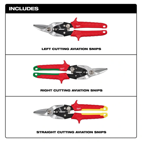 Milwaukee 48-22-4563 3 Piece Aviation Snip Set