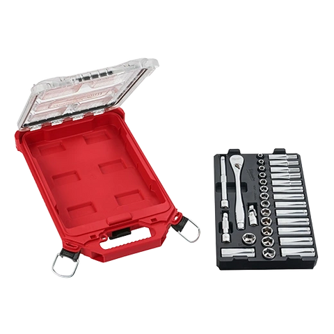 Milwaukee 48-22-9482 32pc 3/8" Metric Ratchet and Socket Set with PACKOUT™ Low-Profile Compact Organizer