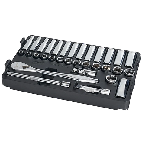 Milwaukee 48-22-9482 32pc 3/8" Metric Ratchet and Socket Set with PACKOUT™ Low-Profile Compact Organizer