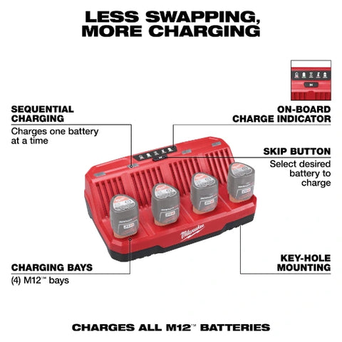 Milwaukee 48-59-1204 M12™ Four Bay Sequential Charger