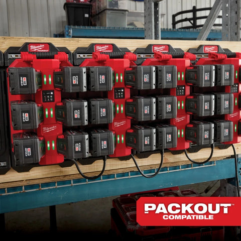Milwaukee 48-59-1817 M18™ Six Bay Daisy Chain Rapid Charger w/ PACKOUT™ Compatibility