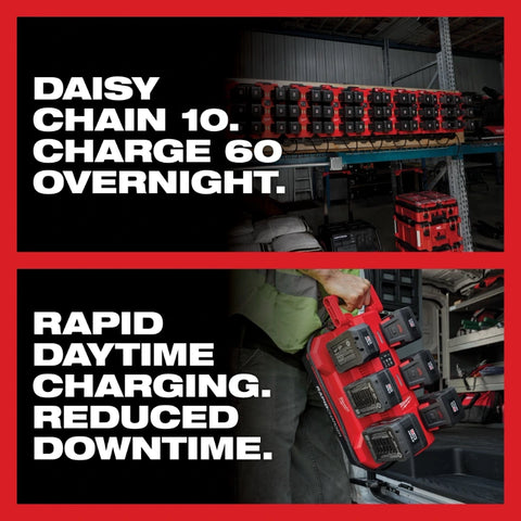 Milwaukee 48-59-1817 M18™ Six Bay Daisy Chain Rapid Charger w/ PACKOUT™ Compatibility