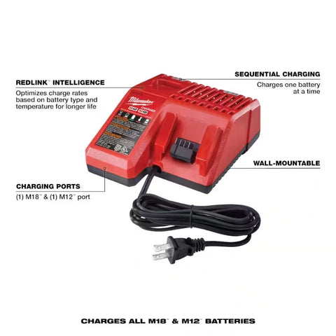 Milwaukee 48-59-1852B M18 REDLITHIUM Starter Kit 2 XC 5.0 Ah Battery Packs And Multi-Voltage Charger