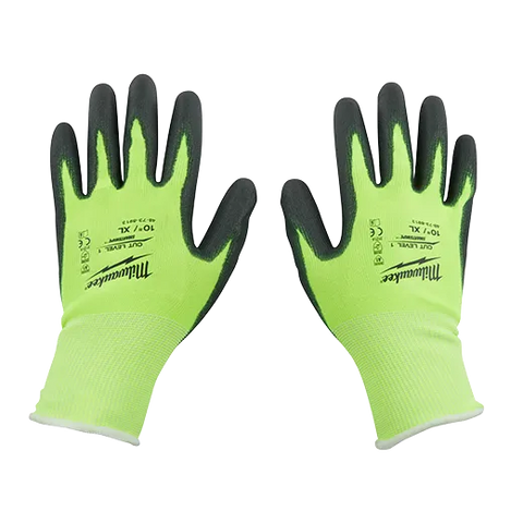 Milwaukee High Visibility Cut Level 1 Polyurethane Dipped Gloves