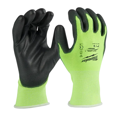 Milwaukee High Visibility Cut Level 1 Polyurethane Dipped Gloves