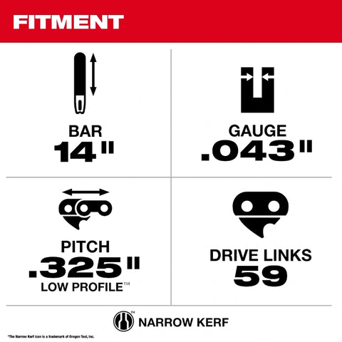 Milwaukee 49-16-2744 14" .325" LOW PROFILE™ Pitch, .043" Gauge Saw Chain