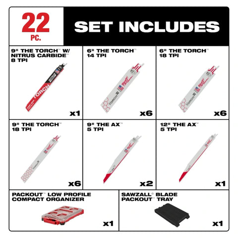 Milwaukee 49-22-5640 22PC SAWZALL® Blade PACKOUT™ Kit