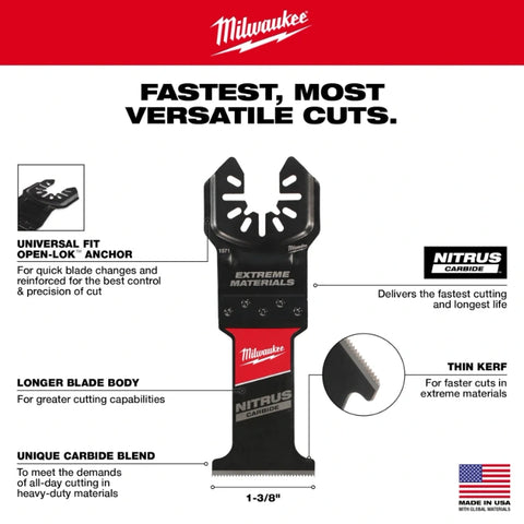 Milwaukee 49-25-1573 NITRUS™ Carbide Extreme Materials Universal Fit OPEN-LOK™ Multi-Tool Blade (3 PK)