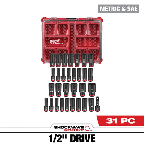 Milwaukee 49-66-6806 1/2" Drive 31 Piece Packout Impact Socket Set