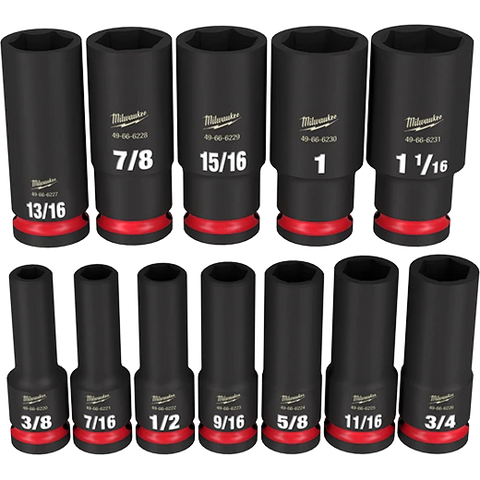 Milwaukee 49-66-7011 12PCSHOCKWAVE Impact Duty™ 1/2" Drive SAE Deep 6 Point Socket Set