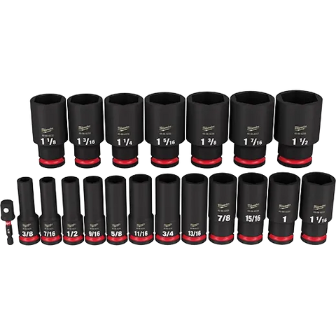 Milwaukee 49-66-7012 19 PC SHOCKWAVE Impact Duty™ 1/2" Drive SAE Deep 6 Point Socket Set