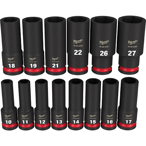 Milwaukee 49-66-7014 14 PC SHOCKWAVE Impact Duty™ 1/2" Drive Metric Deep 6 Point Socket Set