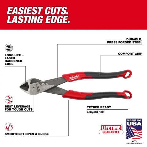 Milwaukee MT558 8" Diagonal Comfort Grip Cutting Pliers (USA)