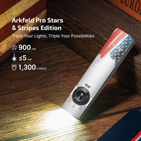 OLIGHT ARKFELDPRO3RSTARS Arkfeld Pro Flat EDC Flashlight with LED Light UV and Laser - Red (Copy)