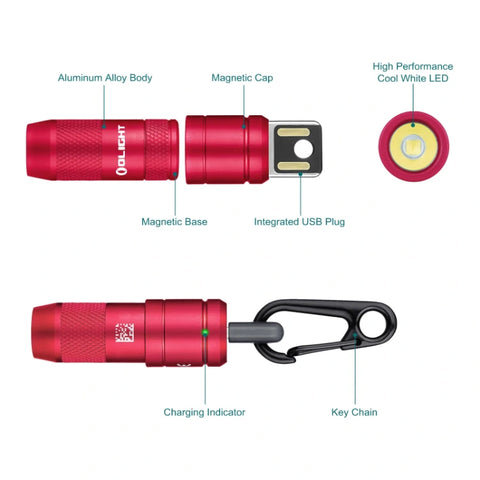 OLIGHT IMINI2PR imini 2 Rechargeable Mini Flashlight - Passionate Red