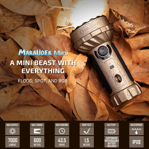 OLIGHT MARAUDERMINIT Marauder Mini Powerful LED Flashlight With RGB - Desert Terrain