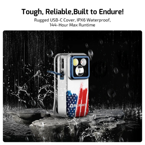 OLIGHT OCLIPPROSTARS Oclip Pro Clip on Flashlight with Floodlight Spotlight and Red Light - Stars & Stripes Edition