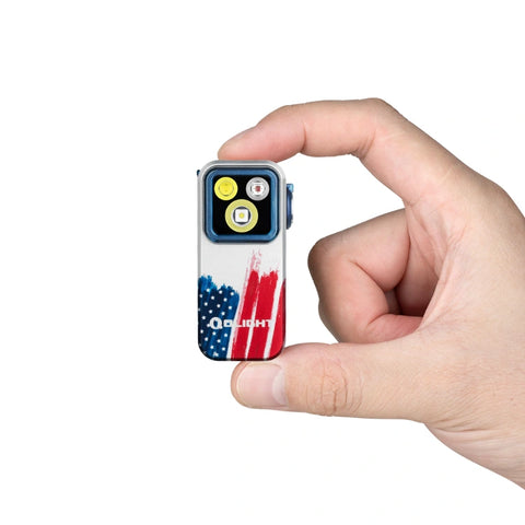 OLIGHT OCLIPPROSTARS Oclip Pro Clip on Flashlight with Floodlight Spotlight and Red Light - Stars & Stripes Edition