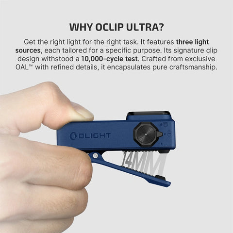 OLIGHT OCLIPULTRANVBU Oclip Ultra Clip-On EDC Light with Flood, Spot, and UV Modes - Navy Blue