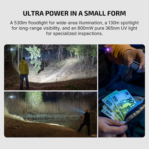 OLIGHT OCLIPULTRANVBU Oclip Ultra Clip-On EDC Light with Flood, Spot, and UV Modes - Navy Blue