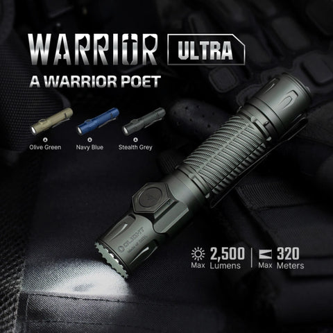 OLIGHT WARRIORULTRASG Warrior Ultra 2500 Lumens Tactical Flashlight with OAL Material - Stealth Grey