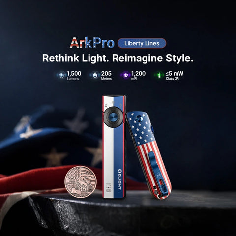OLIGHT ARKPROLL ArkPro Series – Flat Unibody EDC Flashlight with Multi-Light Sources - Liberty Lines CW