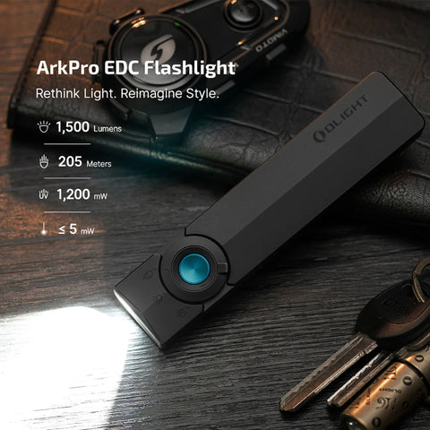 OLIGHT ARKPROMB ArkPro Series – Flat Unibody EDC Flashlight with Multi-Light Sources - Matte Black CW