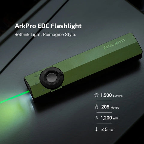 OLIGHT ARKPROODG ArkPro Series – Flat Unibody EDC Flashlight with Multi-Light Sources - OD Green CW