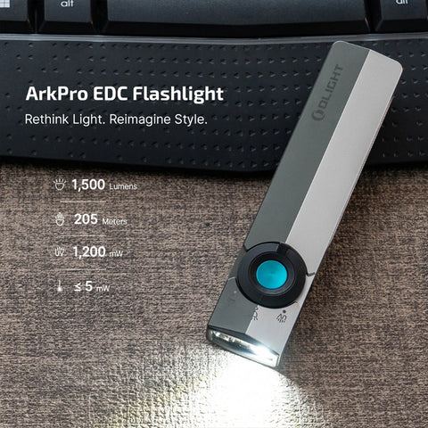 OLIGHT ARKPROSG ArkPro Series – Flat Unibody EDC Flashlight with Multi-Light Sources - Silver Graphite CW