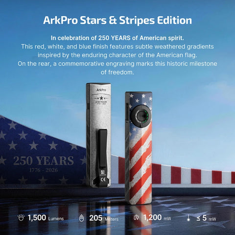 OLIGHT ARKPROSSE ArkPro Series – Flat Unibody EDC Flashlight with Multi-Light Sources - Stars & Stripes Edition