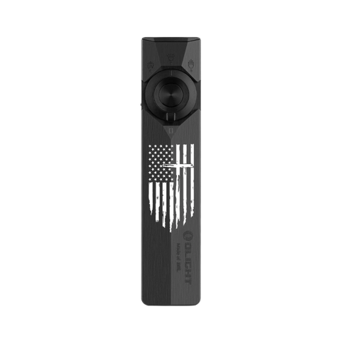 OLIGHT ArkPro Ultra – Flat Unibody EDC Flashlight with Multi-Light Sources - Onyx Black CW Patriotic